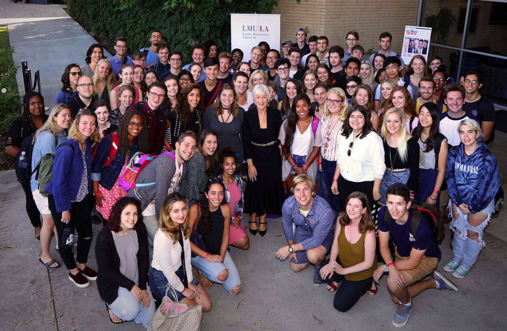 Helen Mirren and students